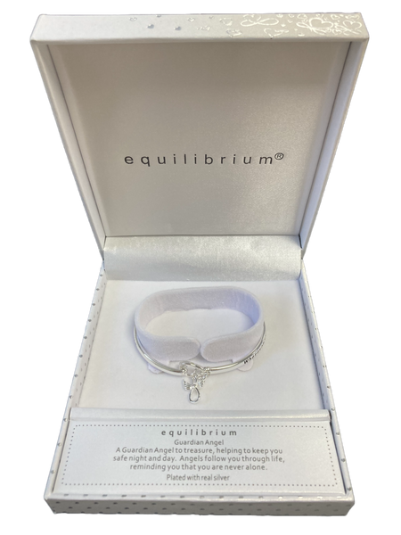 Equilibrium Meaningful Words Silver Plated Bangle Guardian Angel