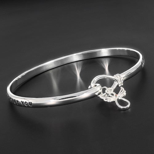 Equilibrium Meaningful Words Silver Plated Bangle Guardian Angel