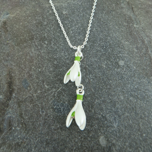 Snowdrop Pendant Necklace - Silver Tone