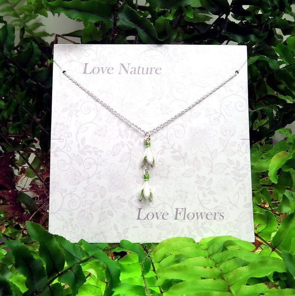 Snowdrop Pendant Necklace - Silver Tone