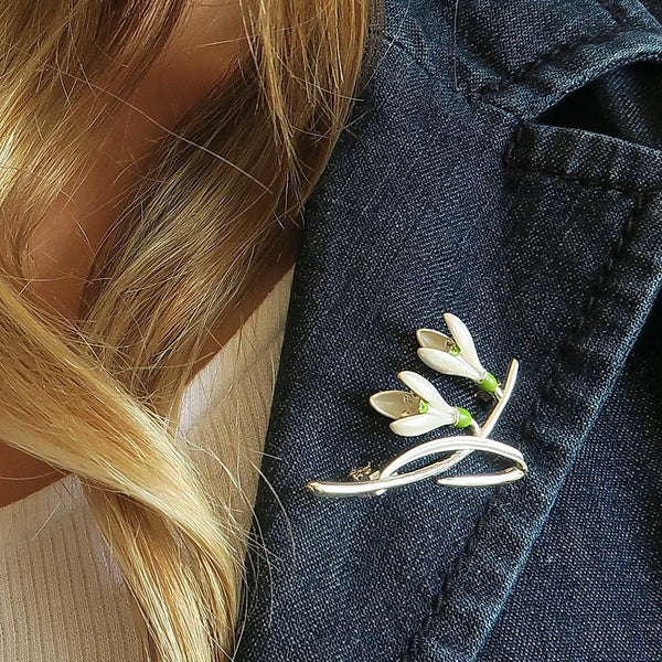 Snowdrop Silver Brooch