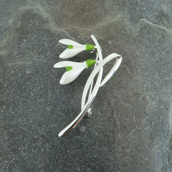 Snowdrop Silver Brooch