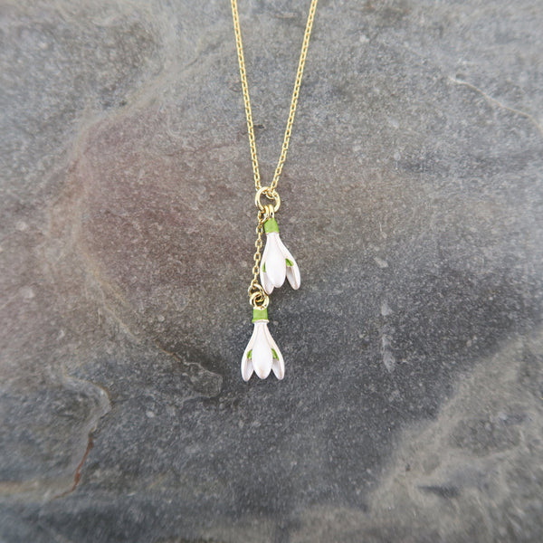 Snowdrop Pendant Necklace - Gold Tone