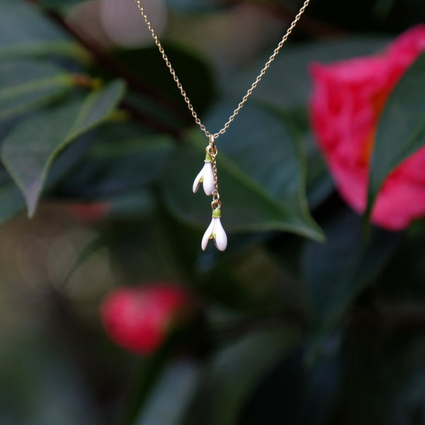 Snowdrop Pendant Necklace - Gold Tone