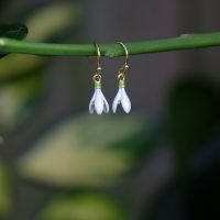 Snowdrop Drop Earrings - Gold Tone
