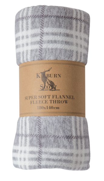 Checkmate Rolled Fleece in Silver or Taupe