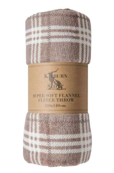 Checkmate Rolled Fleece in Silver or Taupe