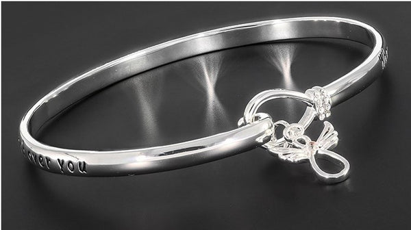 Equilibrium Silver Plated Guardian Angel Meaningful Words Bangle