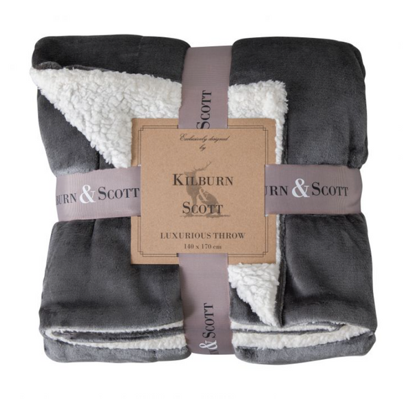 Kilburn & Scott Sherpa Throw in Grey, Taupe or Red