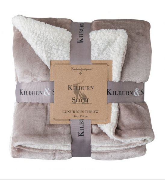 Kilburn & Scott Sherpa Throw in Grey, Taupe or Red