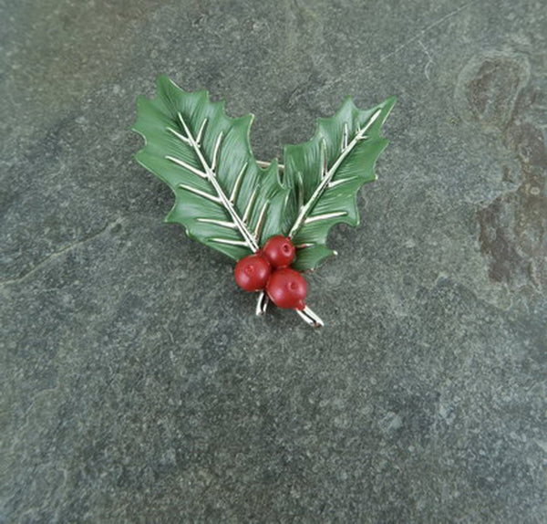 Holly Christmas Brooch