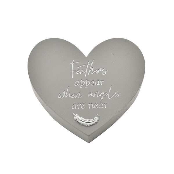 Thoughts of You Memorial Graveside Heart Plaque - Feathers
