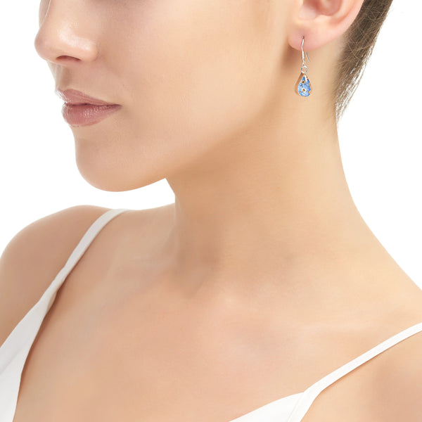 Sterling Silver Drop Earrings - Forget-Me-Not -Teardrop