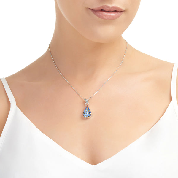 Sterling Silver Pendant - Forget-Me-Not -Teardrop