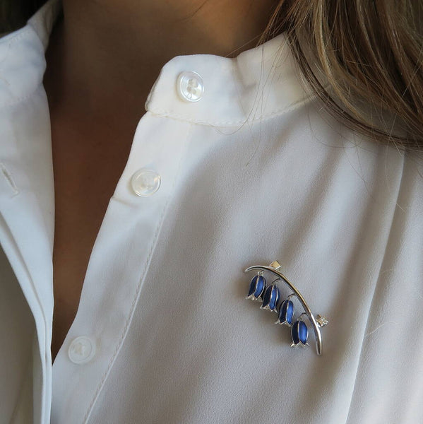 Bluebell Flower Dangly Brooch