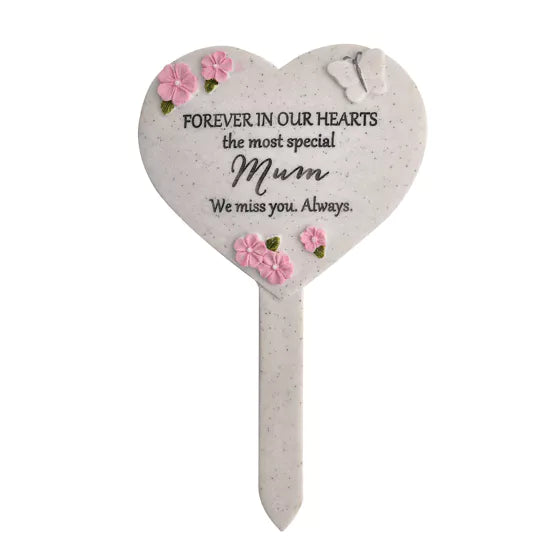 Thoughts Of You Heart Graveside Stake - Mum
