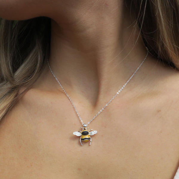Bumble Bee Necklace in Silver