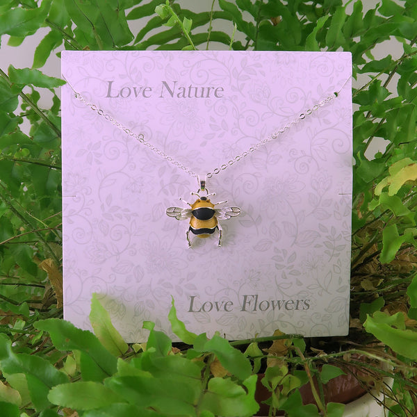 Bumble Bee Necklace in Silver