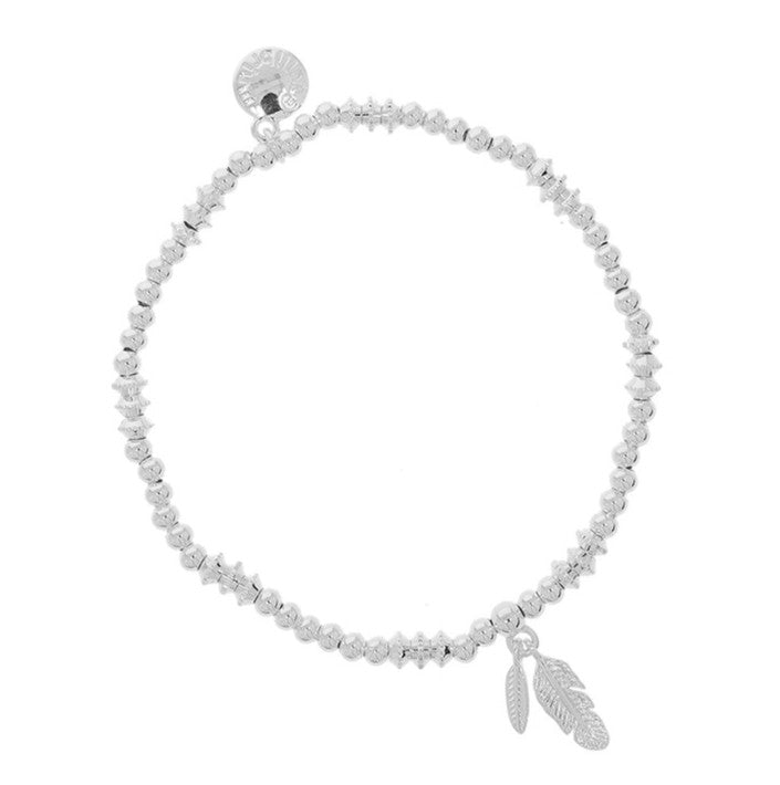 Equilibrium Silver Plated Stackable Bracelet - Feathers