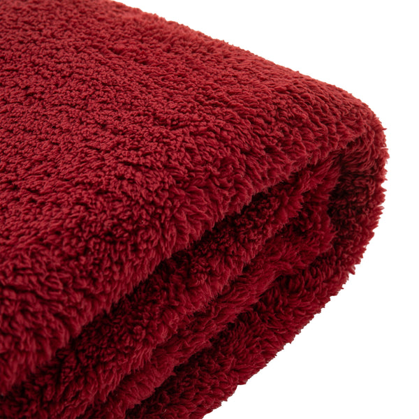 Kilburn & Scott Teddy Fleece Throw - Merlot
