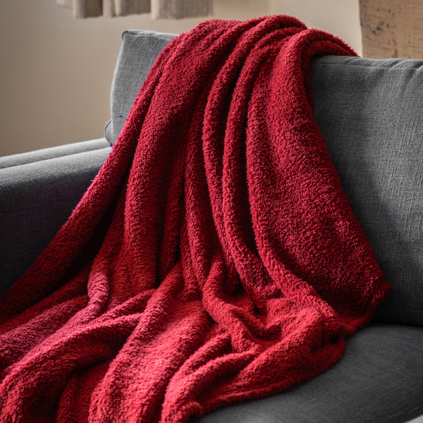 Kilburn & Scott Teddy Fleece Throw - Merlot