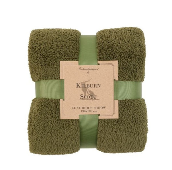 Kilburn & Scott Teddy Fleece Throw - Olive
