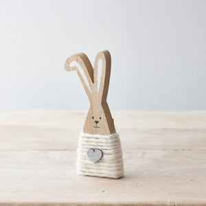 Wooden Bunny with Heart or Flower