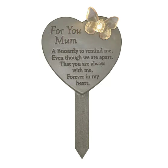 Memorial Solar Light Up Heart Plaque - Mum