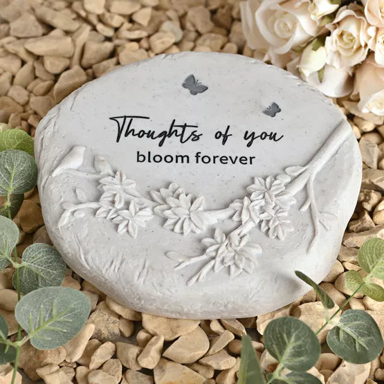 Thoughts of You Graveside Round Stone - Bloom Forever