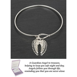 Equilibrium Silver Plated Guardian Angel Wings Bangle