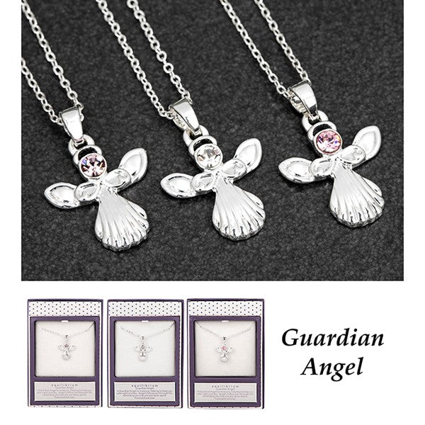 Equilibrium Silver Plated Guardian Angel Pendant