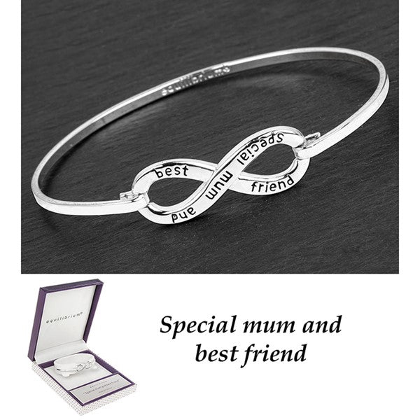 Equilibrium Silver Plated Infinity Bangle Mum