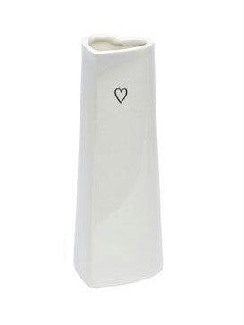 White Ceramic Heart Vase 22cm
