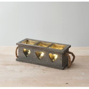 Grey Wooden Candle Holder Tray 21cm