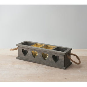 Grey Wooden Candle Holder Tray 26cm