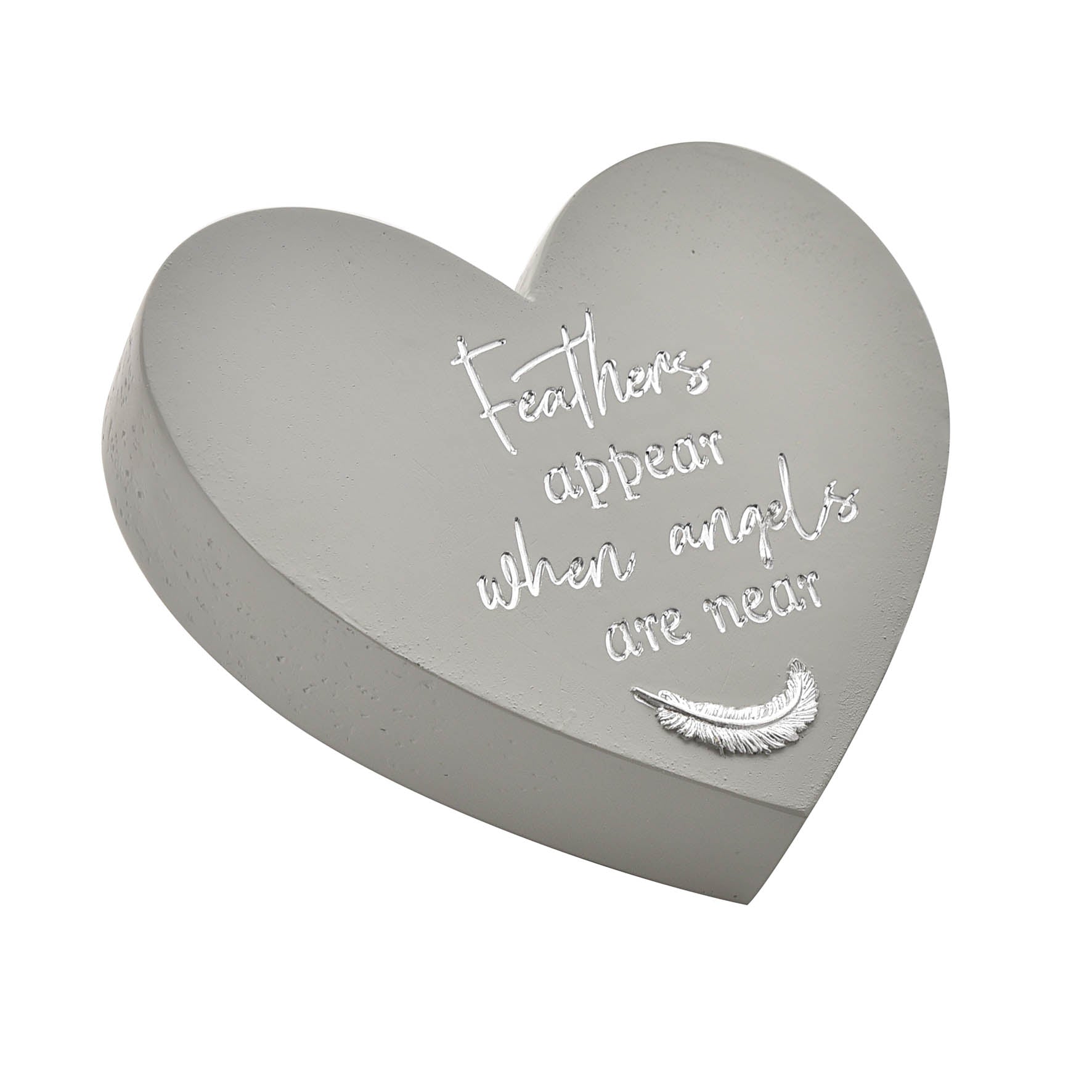 Thoughts of You Memorial Graveside Heart Plaque - Feathers