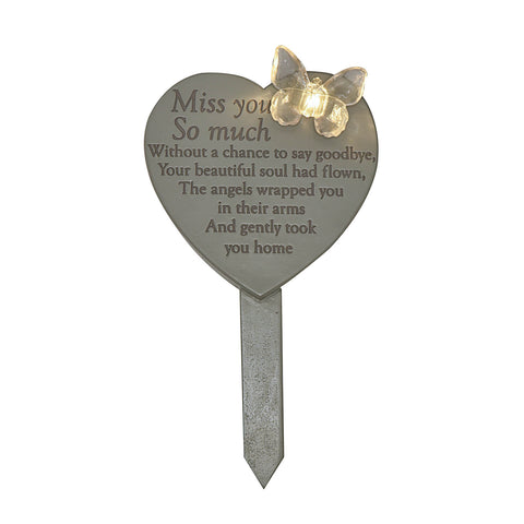 Memorial Solar Light Up Heart Plaque - Miss You So Much