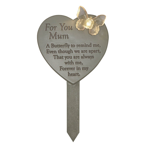 Thoughts of You Memorial Solar Light Up Heart Plaque - Mum