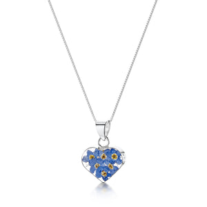 Sterling Silver Pendant - Forget-Me-Not - Heart