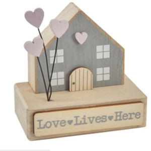 Loves Lives Here Wooden House